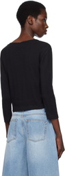 Dunst Black Pointelle Crewneck Cardigan