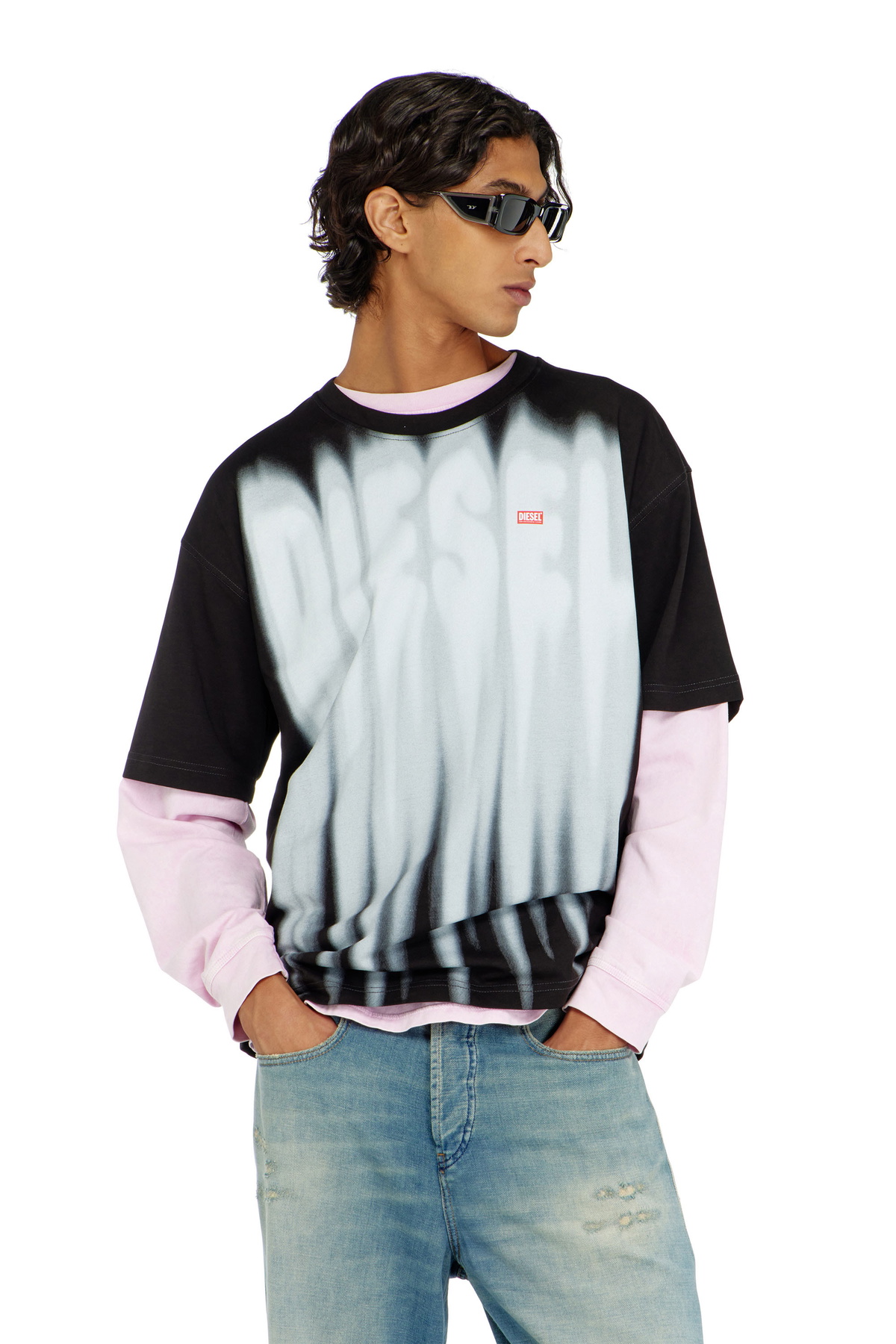 Diesel Cotton T-shirt with bold logo print - T-Shirts - Man -