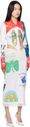 Marine Serre White & Red Regenerated T-Shirts & Lace Midi Dress