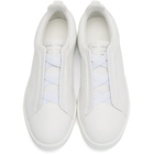 Ermenegildo Zegna White Triple Stitch Slip-On Sneakers