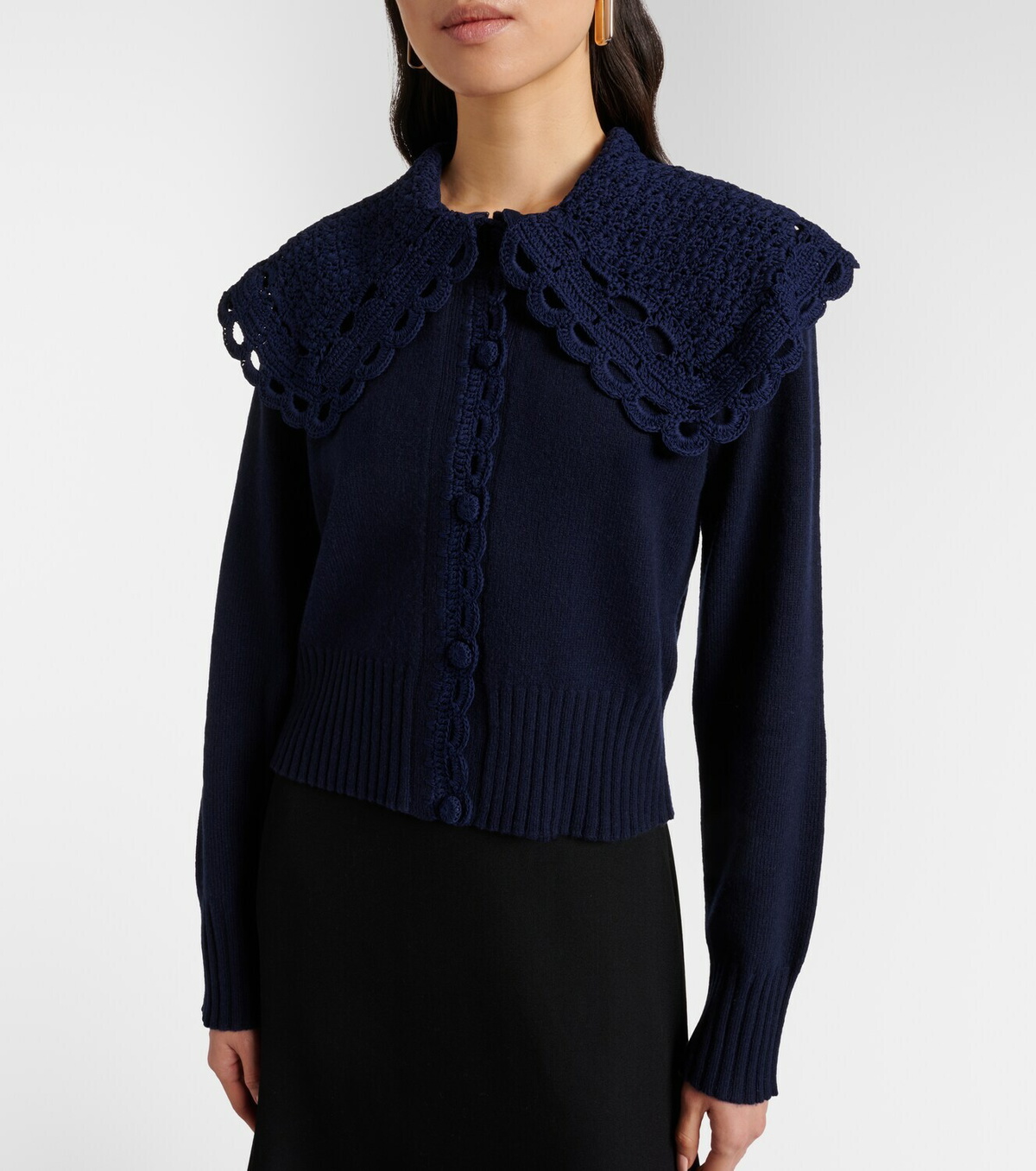 Erdem Crochet-trimmed wool-blend cardigan