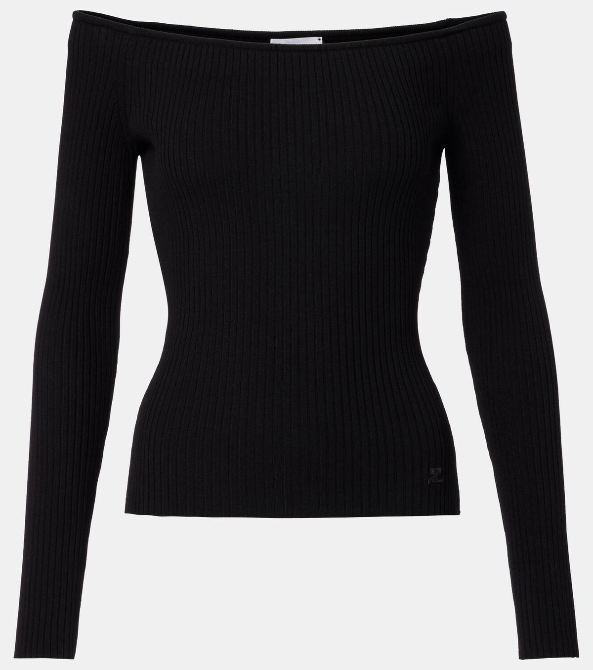 Courrèges Off-shoulder ribbed-knit top