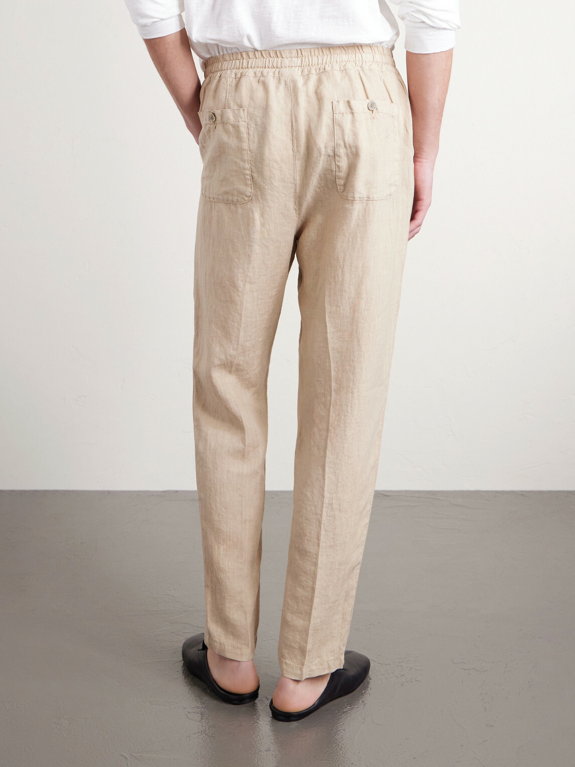 Altea - Mattia Straight-Leg Linen Drawstring Trousers - Neutrals