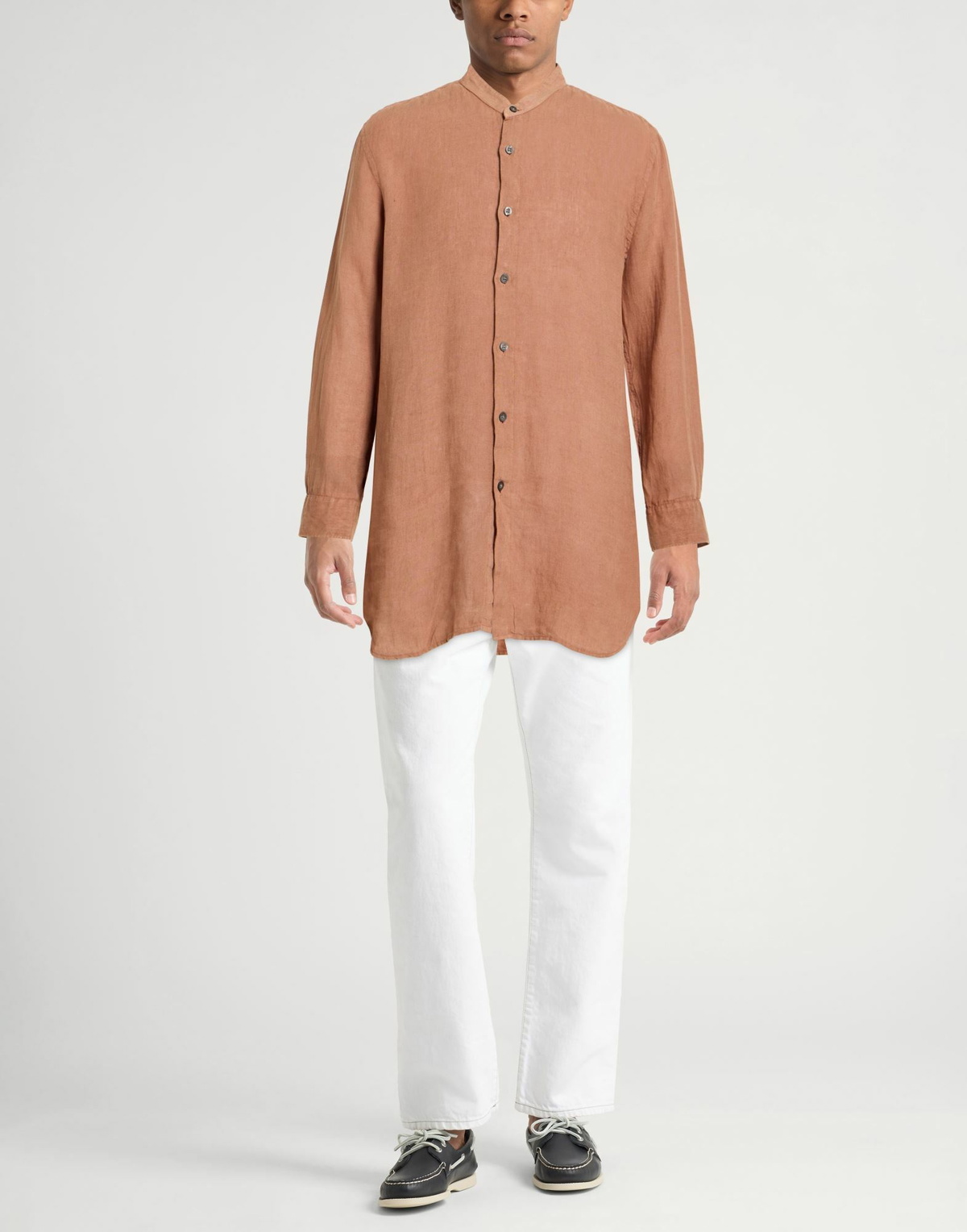 120% Lino Mens Shirt in Brown