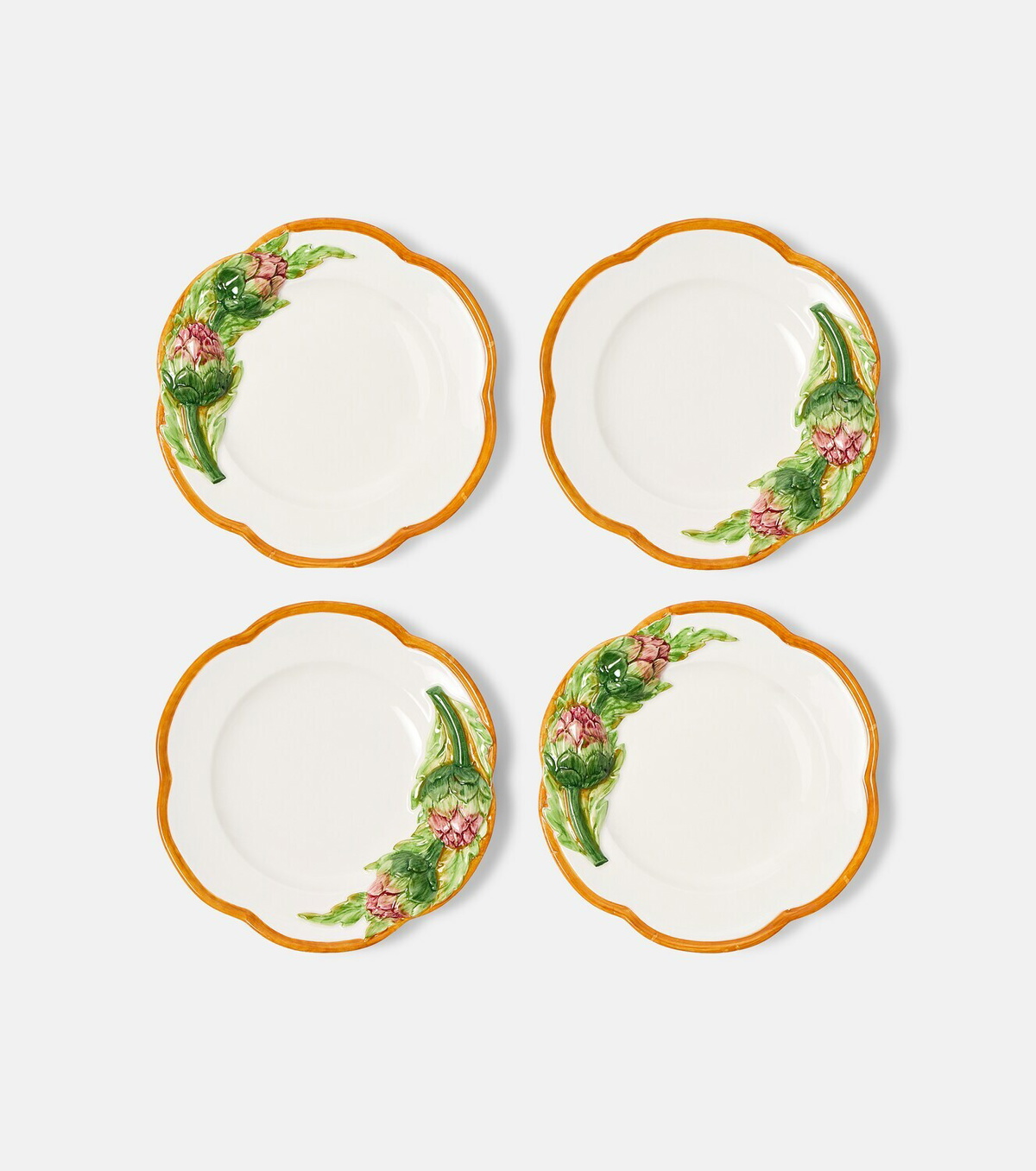Les-Ottomans Artichoke set of 4 ceramic appetizer plates