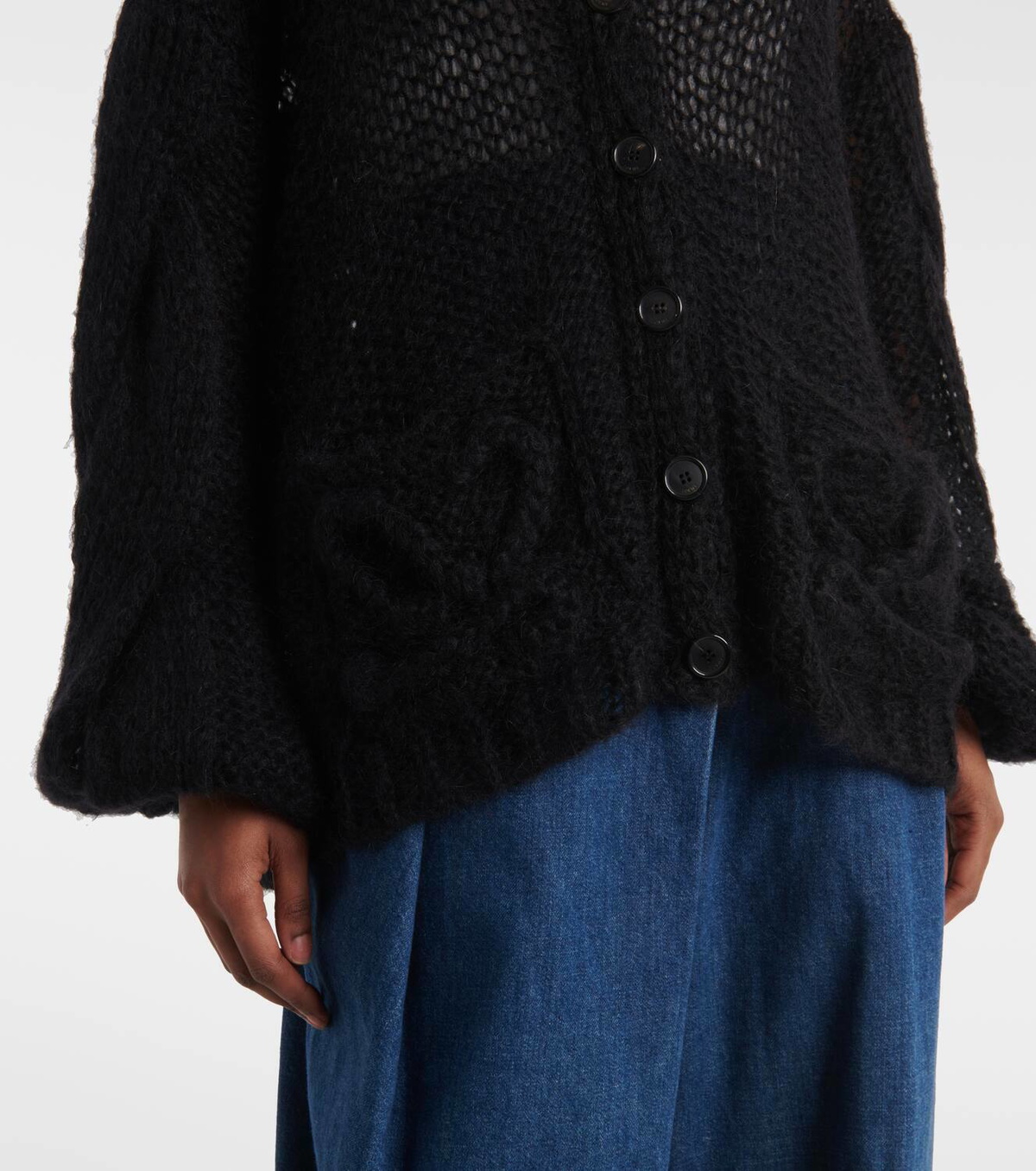 Loewe Anagram open-knit mohair-blend cardigan Loewe