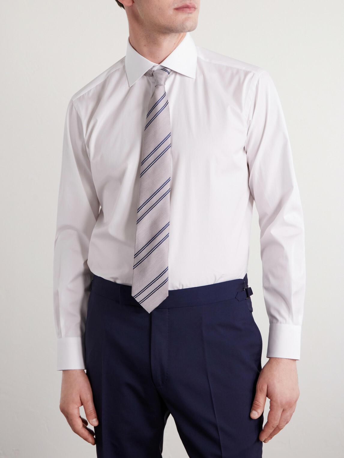 Brioni - Cutaway-Collar Cotton-Poplin Shirt - White