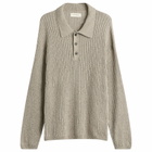 mfpen Men's Grain Digit Polo Knit in Oatmeal