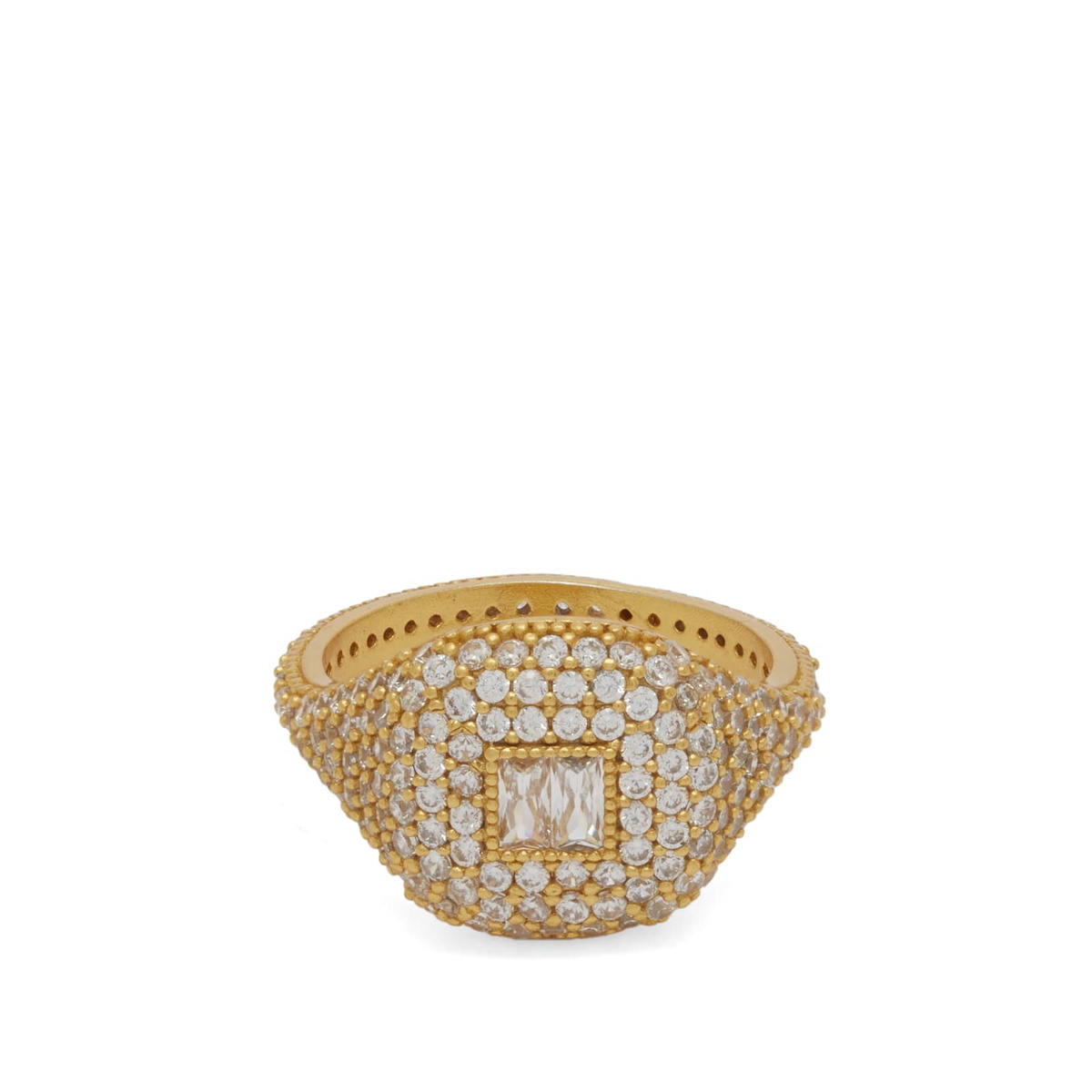 Crystal Haze Women's DNA Baguette Signet Ring in Gold 
