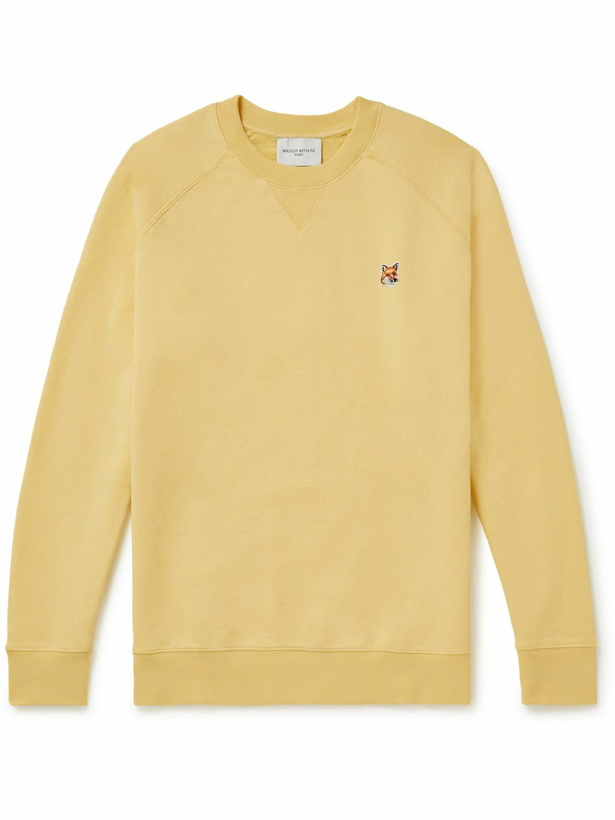Photo: Maison Kitsuné - Logo-Appliquéd Cotton-Jersey Sweatshirt - Yellow