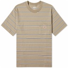 Danton Men's Stripe Pocket T-Shirt in Beige/Purple