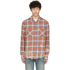 Amiri Brown Plaid Splatter Shirt