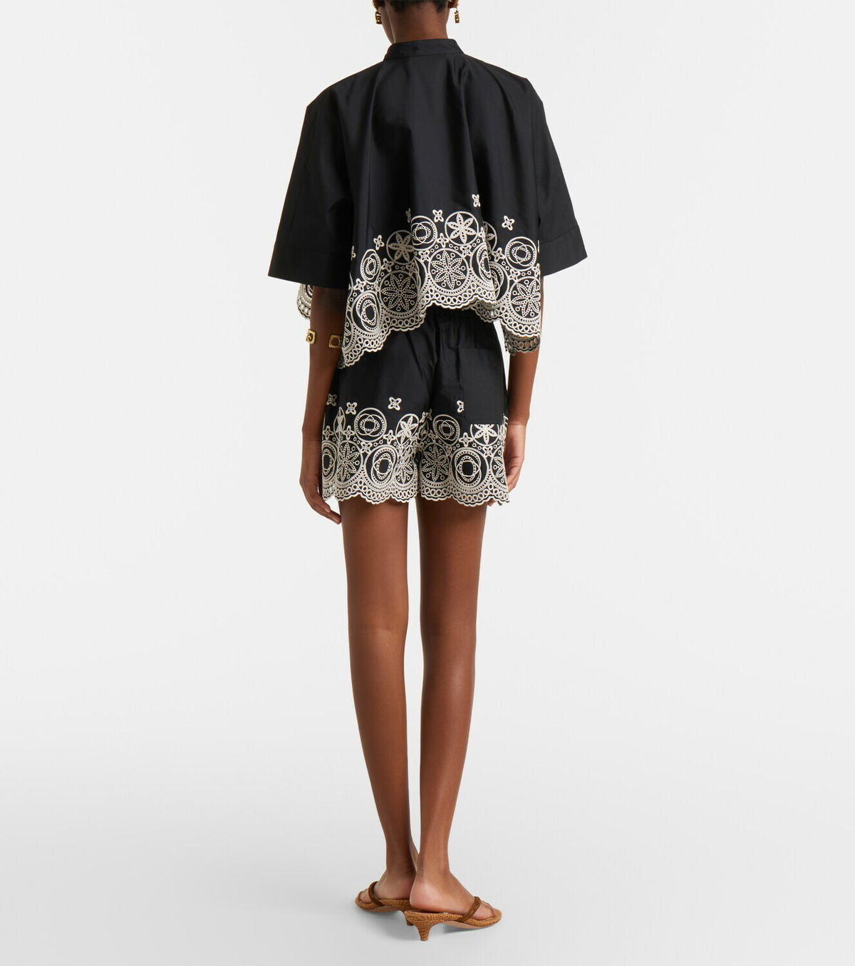 La DoubleJ Pull-Up embroidered cotton shorts