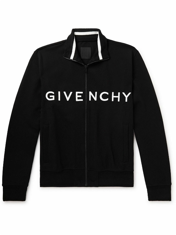 Photo: Givenchy - Logo-Embroidered Stretch-Jersey Zip-Up Sweatshirt - Black