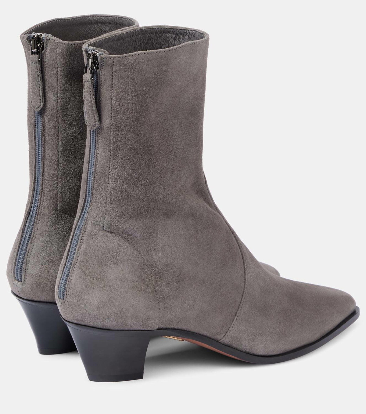 A.P.C. Asphalt Grey Suede Split Leather Ankle Boots - NWT Comfortable Womens Suede Wedge Ankle Boots - Made By Antelope main image 4