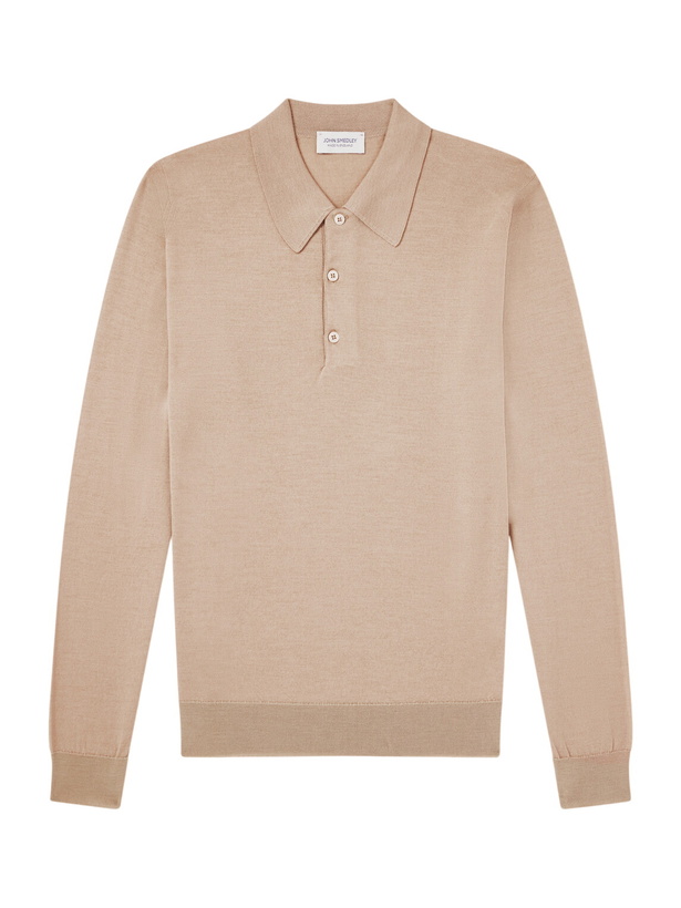 Photo: John Smedley - Caverhill Knitted Merino Wool Polo Shirt - Neutrals