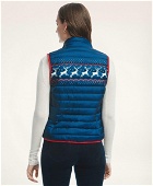 Brooks Brothers Women's Reversible Water-Repellent Reindeer Print Puffer Vest | Red