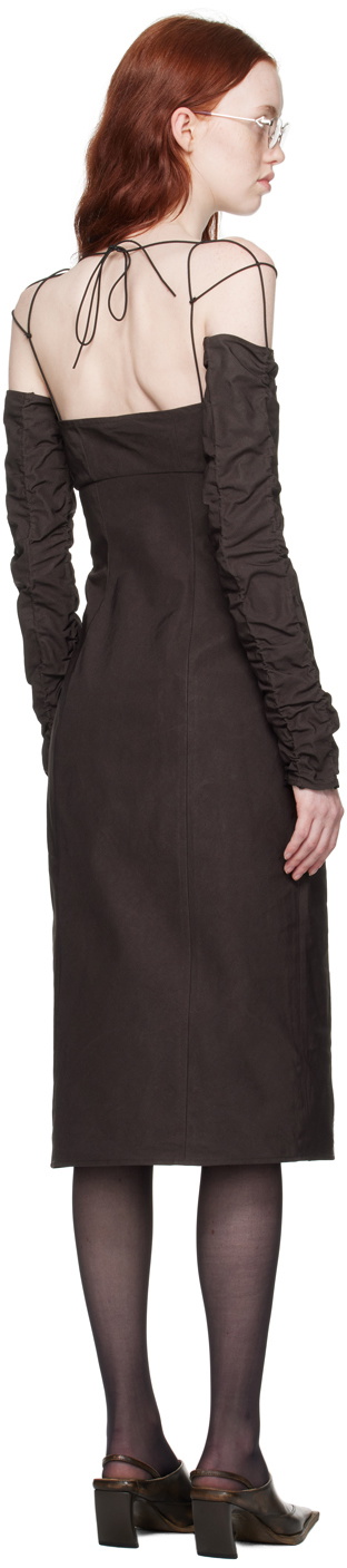 Elena Velez Brown Straight Midi Dress