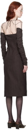 Elena Velez Brown Straight Midi Dress