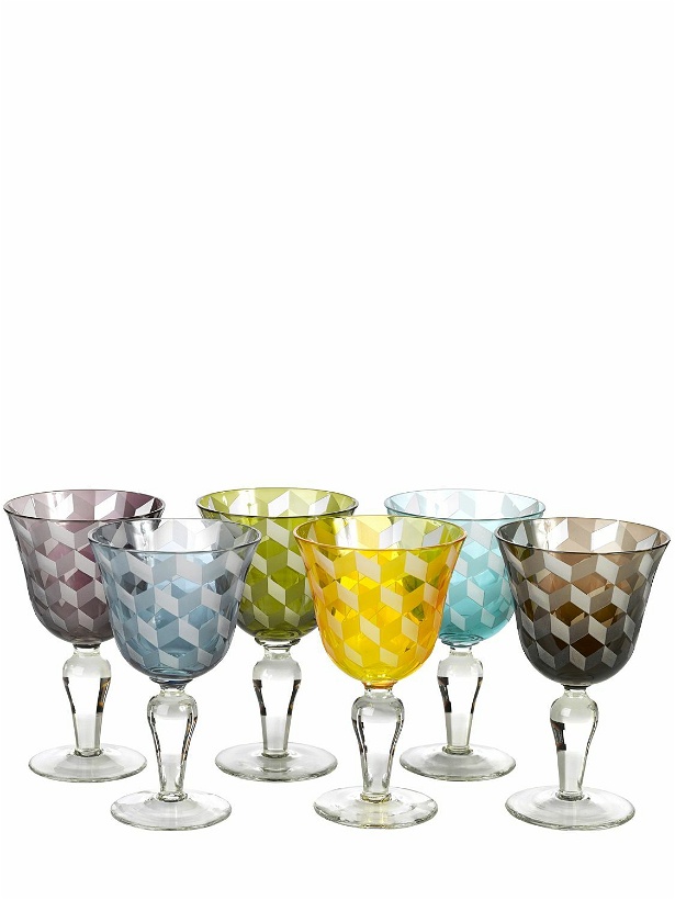 Photo: POLSPOTTEN - Set Of 6 Multi-color Blocks Wine Glasses
