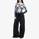 Y/Project Women's Bondage Print Long Sleeve Fitted Top in Blue/Black
