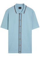 PS Paul Smith Striped-trim Piqué Stretch-cotton Shirt Light Blue