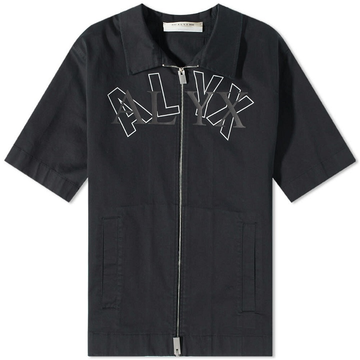 Photo: 1017 ALYX 9SM Men's Short Sleeve Logo Zip Shirt in Black