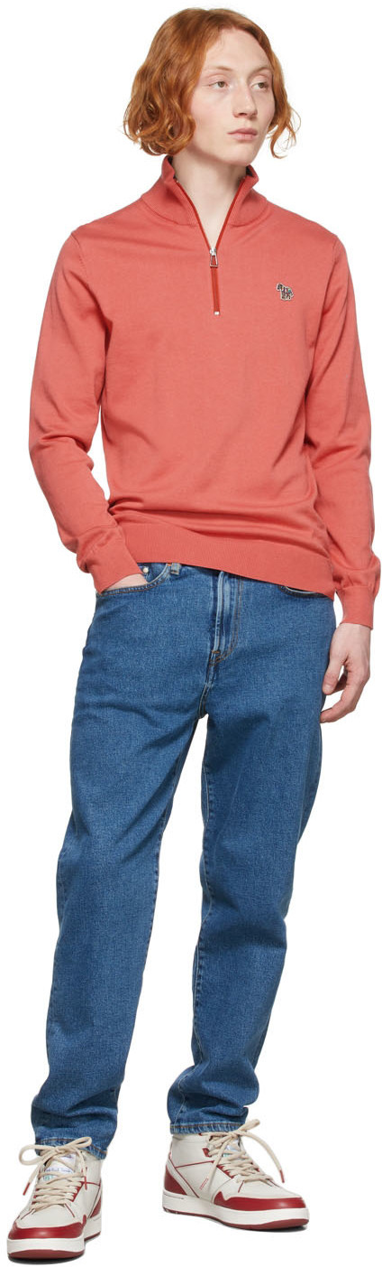 PS by Paul Smith Pink Zebra Half-Zip Sweater