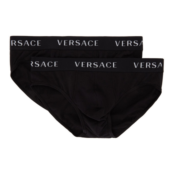 Photo: Versace Underwear Two-Pack Black Logo Band Briefs