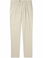 Brunello Cucinelli - Straight-Leg Pleated Cotton-Corduroy Trousers - Neutrals