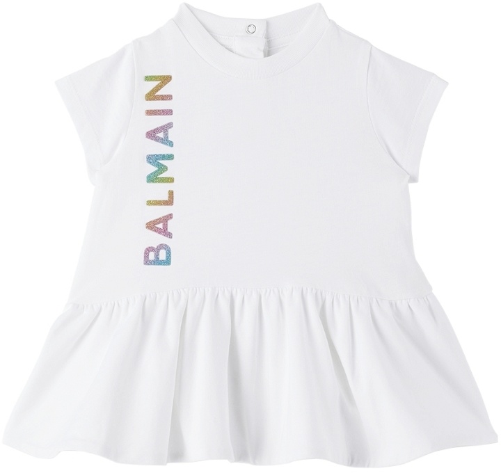 Photo: Balmain Baby White Glittered Dress