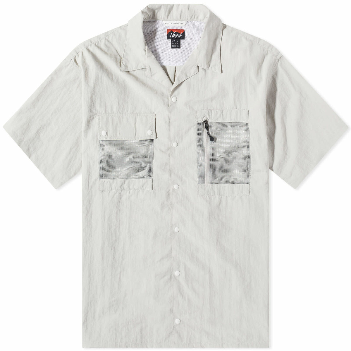 Nanga Men's Nylon Tusser Open Collar Shirt in Ivory Nanga