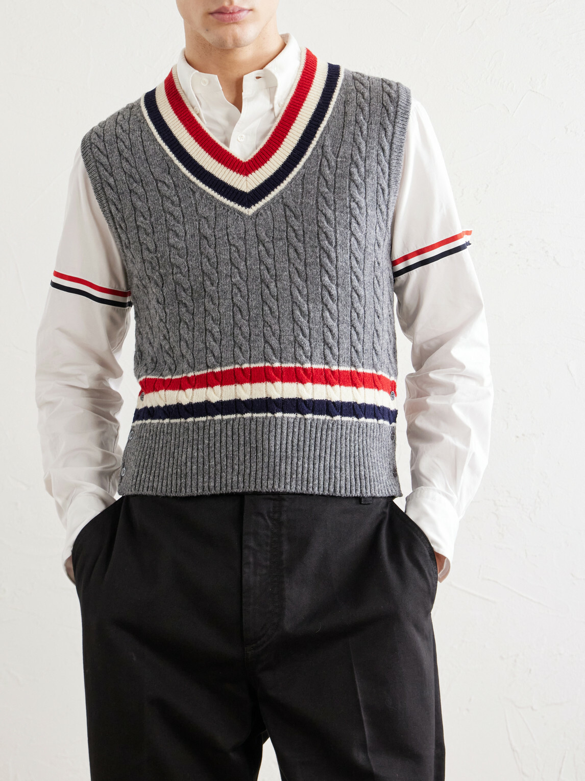 Thom Browne - Cable-Knit Wool Vest - Gray