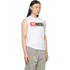 Diesel White Chest Logo Print Tank Top