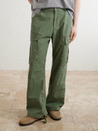 Cherry Los Angeles - Wide-Leg Paint-Splattered Cotton-Ripstop Cargo Trousers - Green