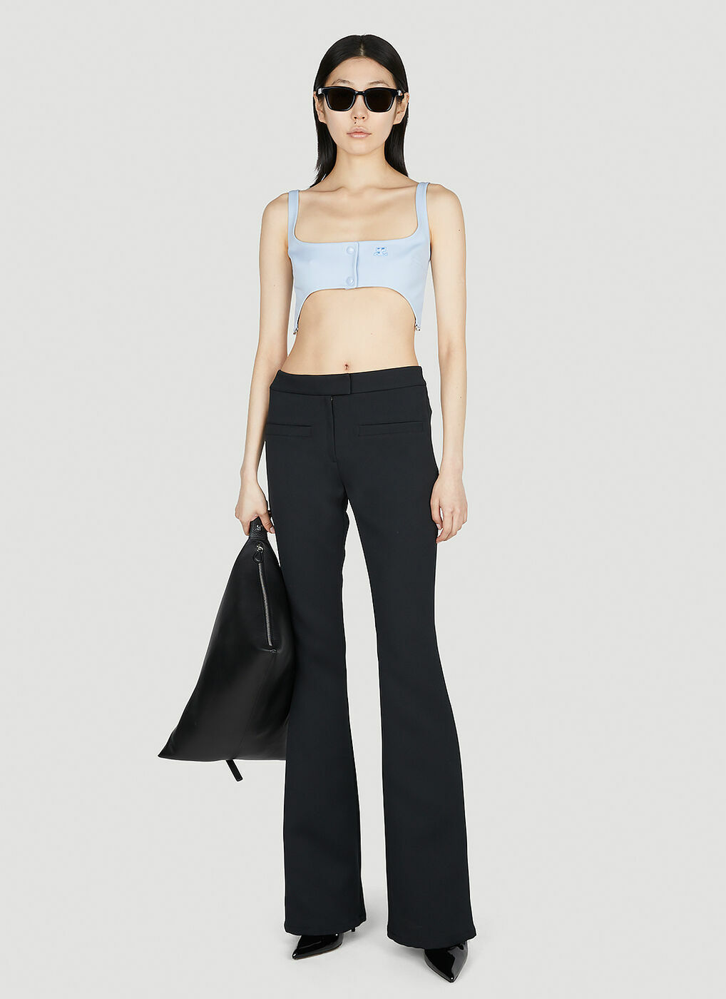 Criss Cross Bra Top in Black Courreges