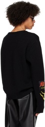 LU'U DAN Black Oversized Jacquard Patches Sweater