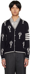 Thom Browne Navy Lobster Cardigan