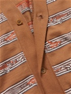 Remi Relief - Striped Intarsia Cotton-Jersey Cardigan - Brown