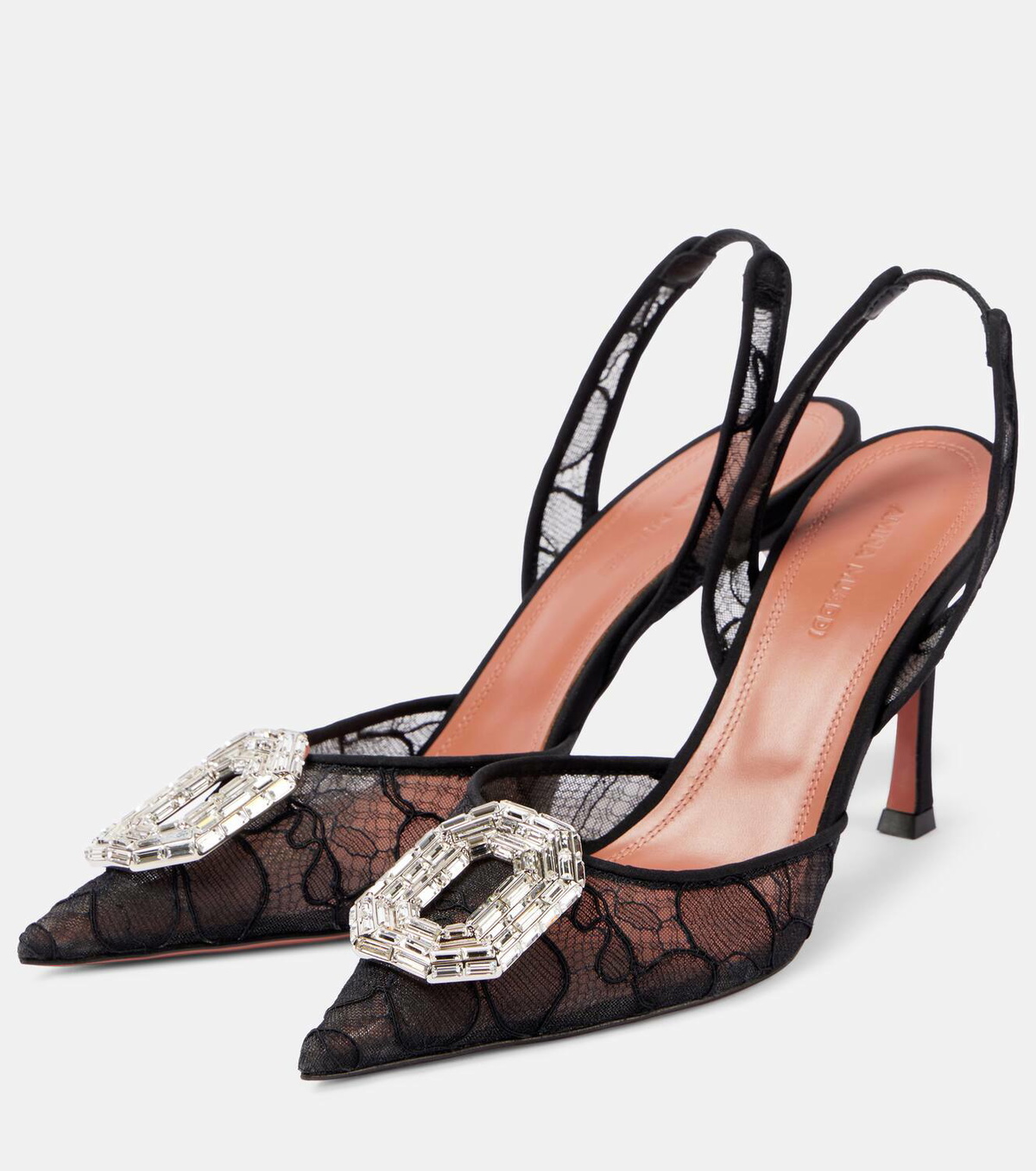 Amina Muaddi Camelia 90 lace slingback pumps