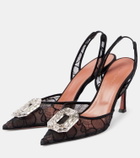 Amina Muaddi Camelia 90 lace slingback pumps
