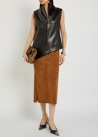 Stouls Winona Split-hem Suede Midi Skirt Tan