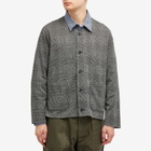 Engineered Garments Men's Knit Cardigan in Black/Grey Glen Plaid