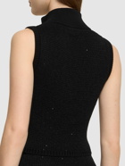 ALESSANDRA RICH High Neck Sequined Knit Vest with zip