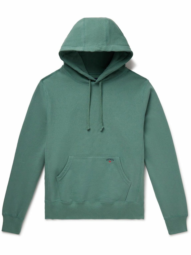 Photo: Noah - Logo-Embroidered Cotton-Jersey Hoodie - Green