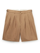 DE BONNE FACTURE - Pleated Linen Shorts - Brown