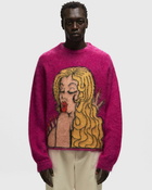 Erl Kiss Mohair Intarsia Sweater Knit Pink - Mens - Pullovers