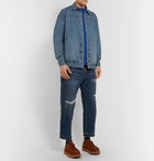 Beams - Embroidered Distressed Denim Jeans - Men - Indigo