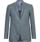 CANALI - Kei Slim-Fit Unstructured Herringbone Linen Blazer - Blue