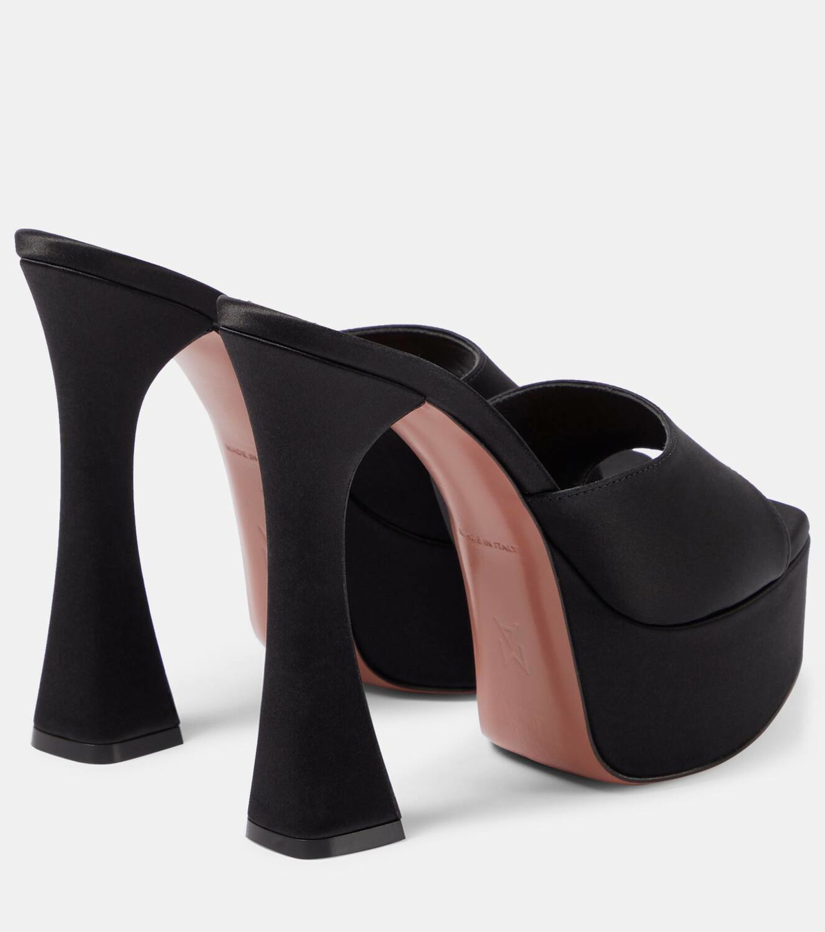 Amina Muaddi Dalida satin platform mules Amina Muaddi